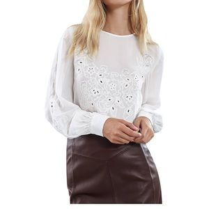 Gorgeous Reiss pansy lace appliqué blouse!